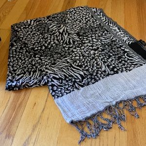 Silver & Black Shimmery Fringe Scarf